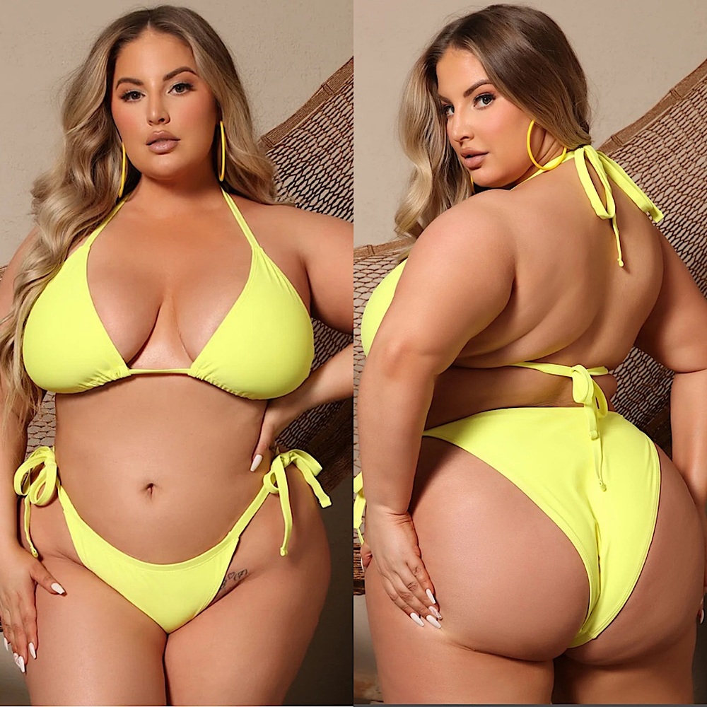 Yellow Tie 2 Piece Bikini - Plus
